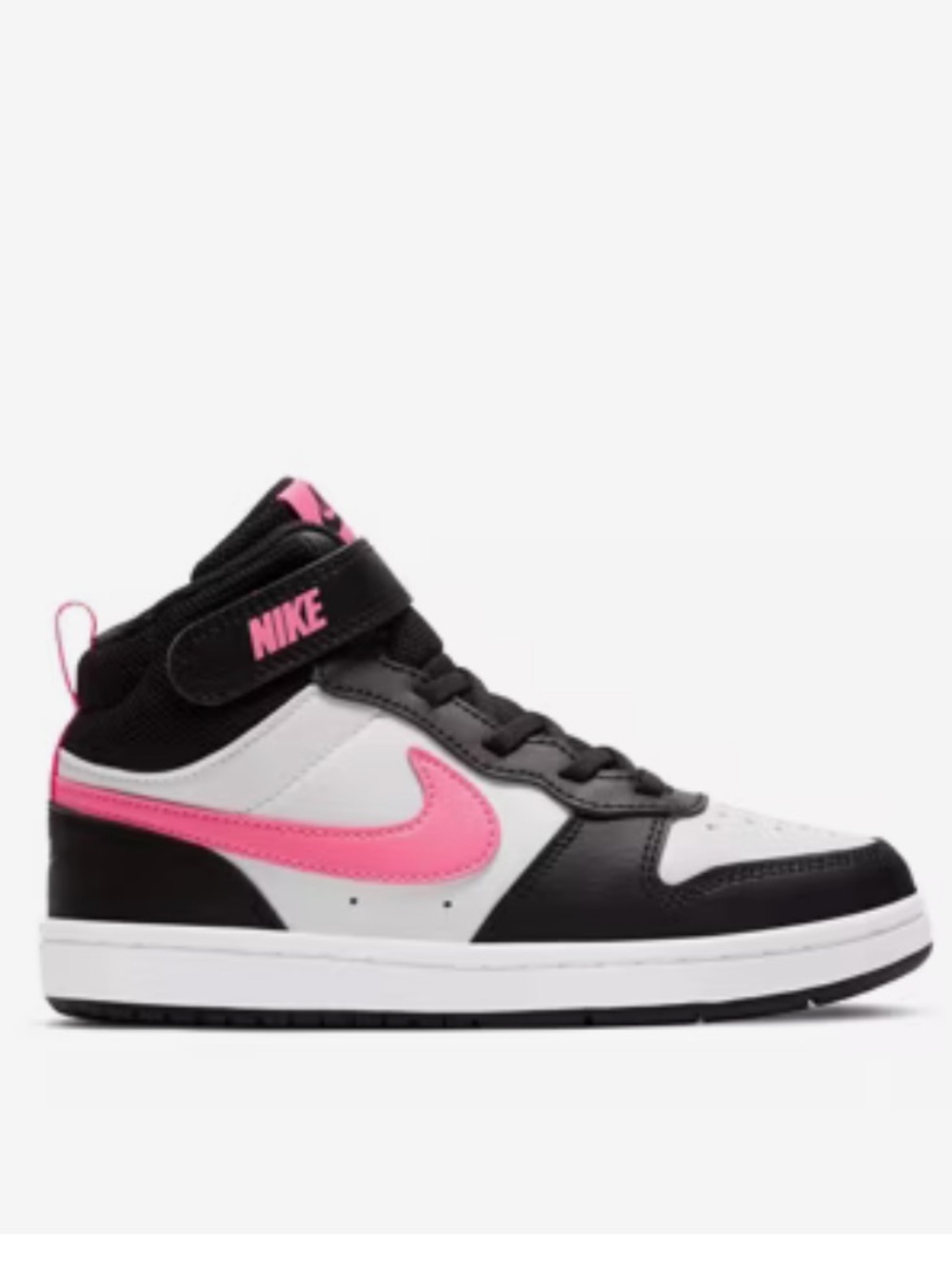 Nike Court Youth Black and Pink Mid top Sneakers with Velcro closure size 11